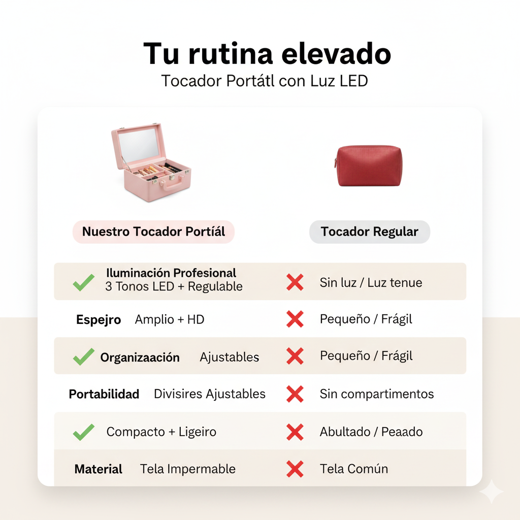 LumiCase Estuche Portatil Maquillaje Luz Led